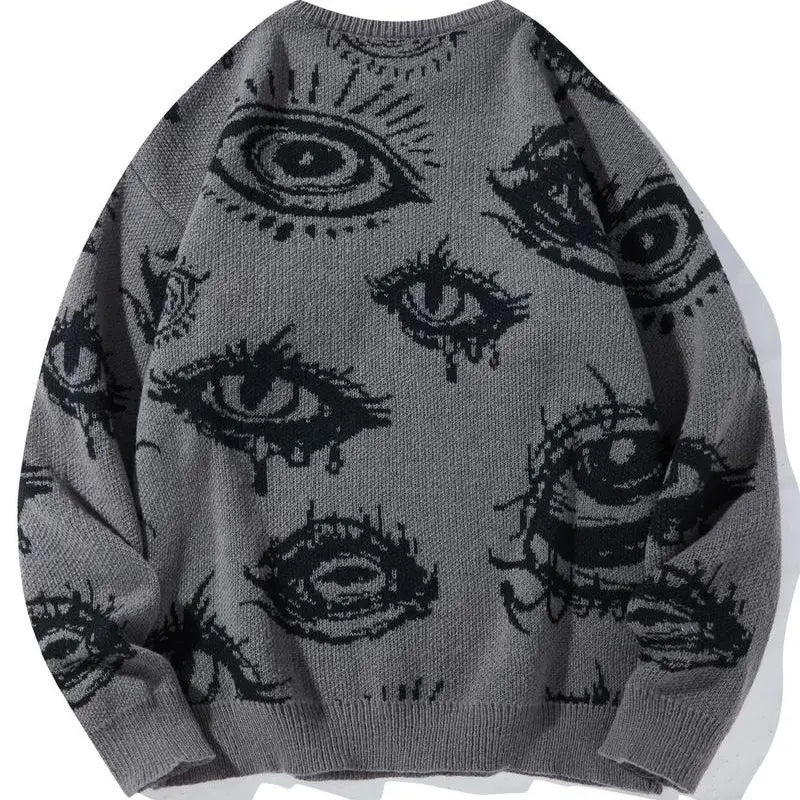 Men's Eye Graphic Knit Pullover Sweater