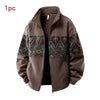 Men's Ethnic-Pattern Fleece-Lined Knit Coat