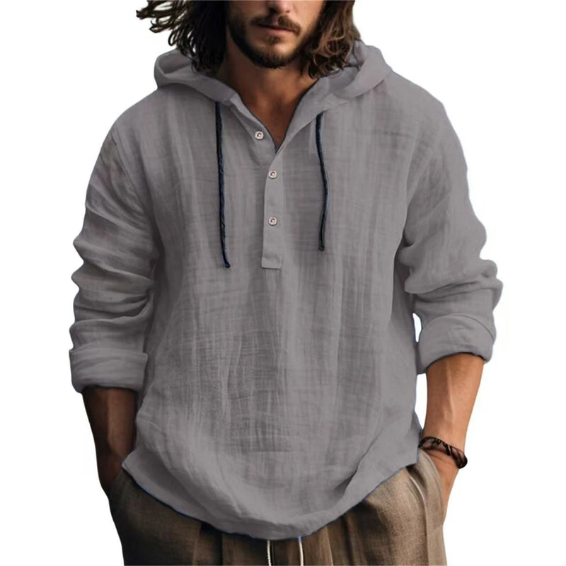 Men's Cotton-Linen Hoodie – Lightweight Everyday Layer