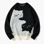 Baggy Cat Graphic Knit Sweater