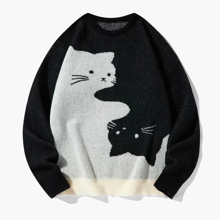 Baggy Cat Graphic Knit Sweater