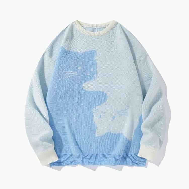 Baggy Cat Graphic Knit Sweater