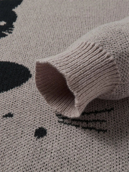 Baggy Cat Graphic Knit Sweater