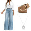 Waisted Wide-Leg Denim Jeans