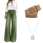 Waisted Wide-Leg Denim Jeans