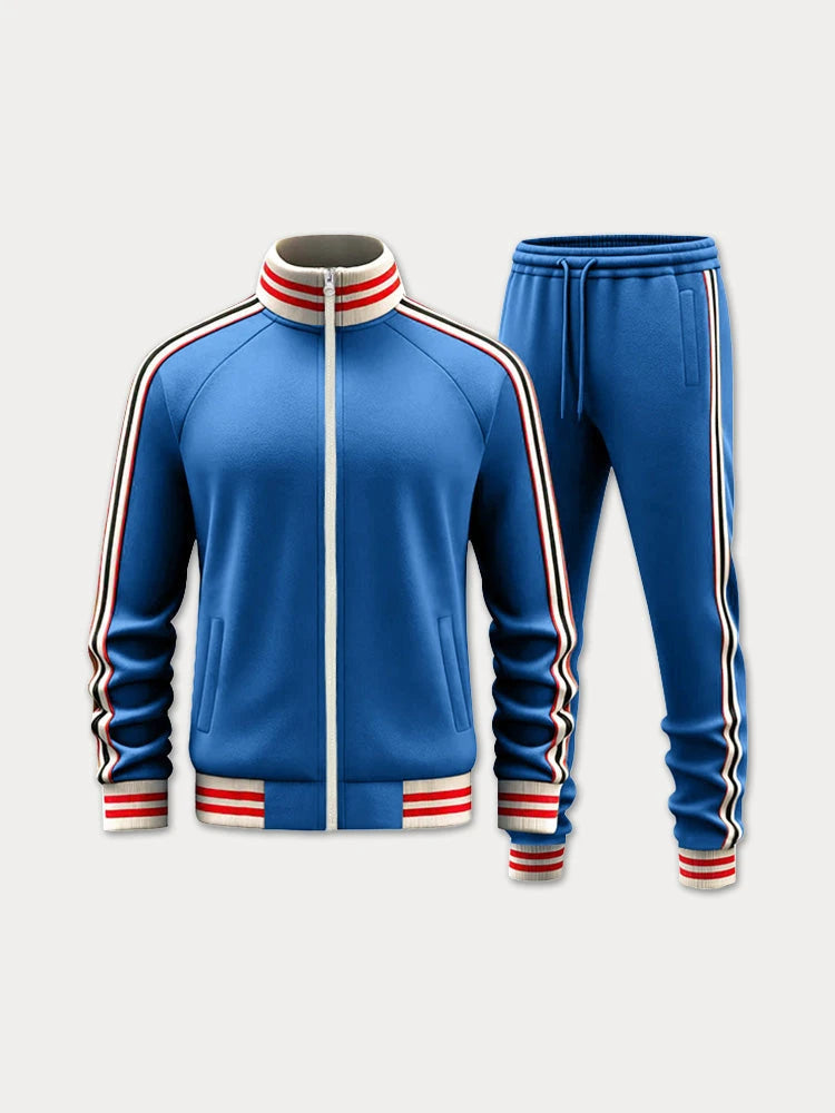 Sporty Men’s Striped Fleece Track Set