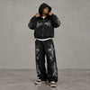 FB County Rhinestone Tatted Up Oversized Hoodie in Grey & Black