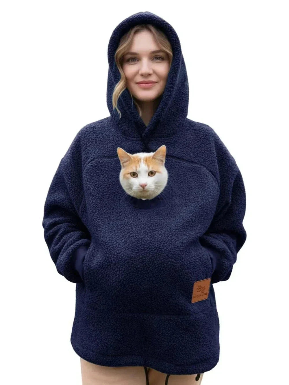 Pet Pocket Hoodie unisex hooded sweatshirt made of lamb wool