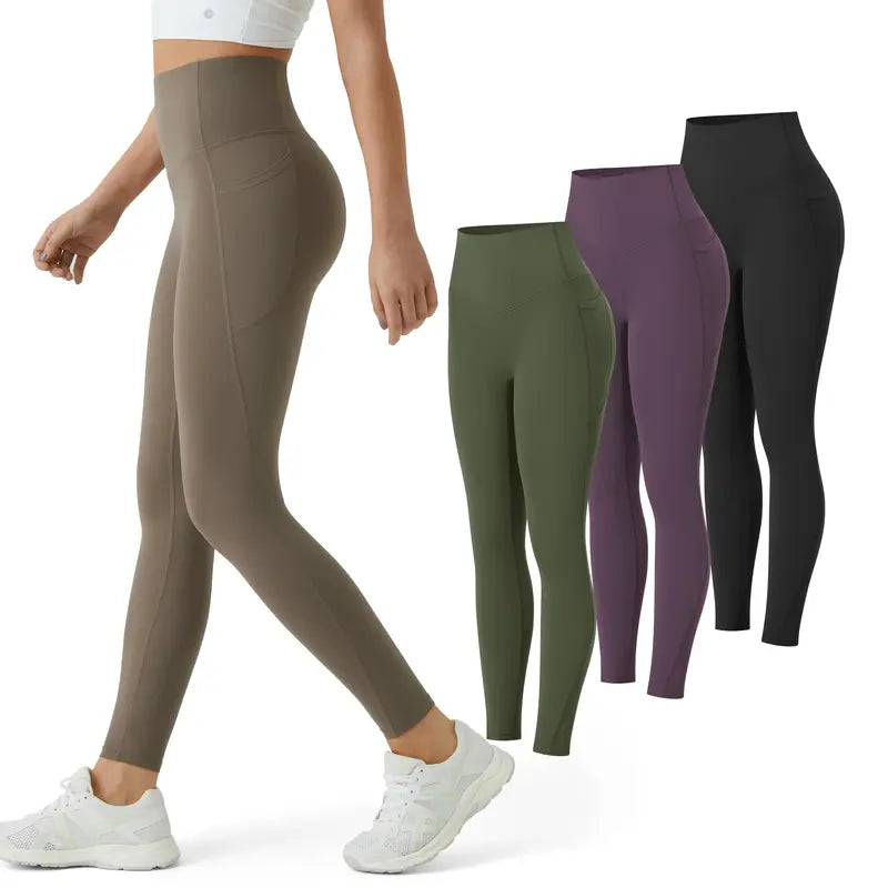 3-Piece High-Waisted Tummy Control Leggings Set