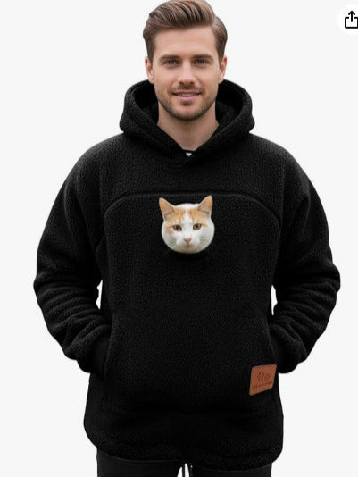 Pet Pocket Hoodie unisex hooded sweatshirt made of lamb wool