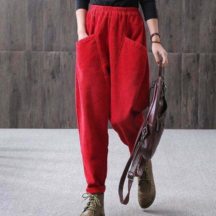 Plus-Size Corduroy Pants – Elastic-Waist Straight Leg