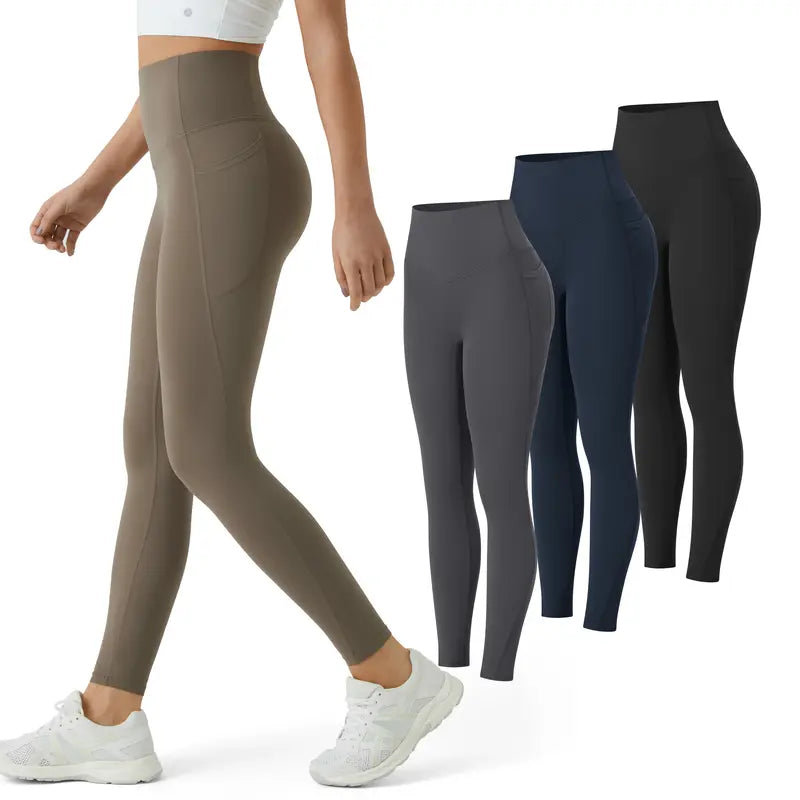3-Piece High-Waisted Tummy Control Leggings Set
