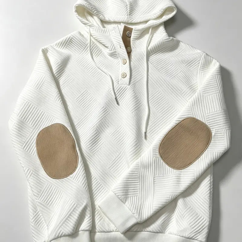 Men's Two-Piece Textured Hoodie Tracksuit, Striped Polyester