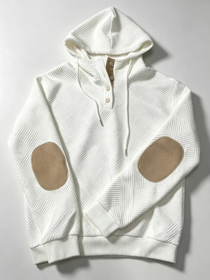 Men's Two-Piece Textured Hoodie Tracksuit, Striped Polyester