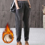 Plus-Size Corduroy Pants – Elastic-Waist Straight Leg