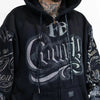 FB County Rhinestone Tatted Up Oversized Hoodie in Grey & Black
