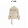 Cider Women's Fringed Wool-Blend Long Wrap Cardigan with Tie Belt