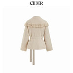 Cider Women's Fringed Wool-Blend Long Wrap Cardigan with Tie Belt