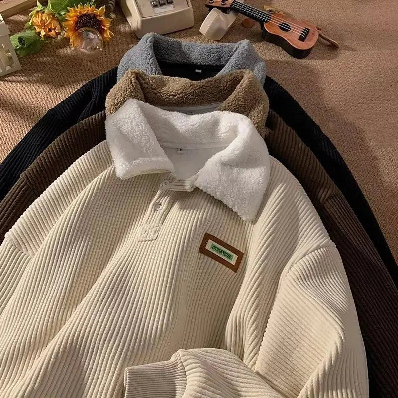Corduroy Polo Collar Jacket – Vintage Casual Outerwear