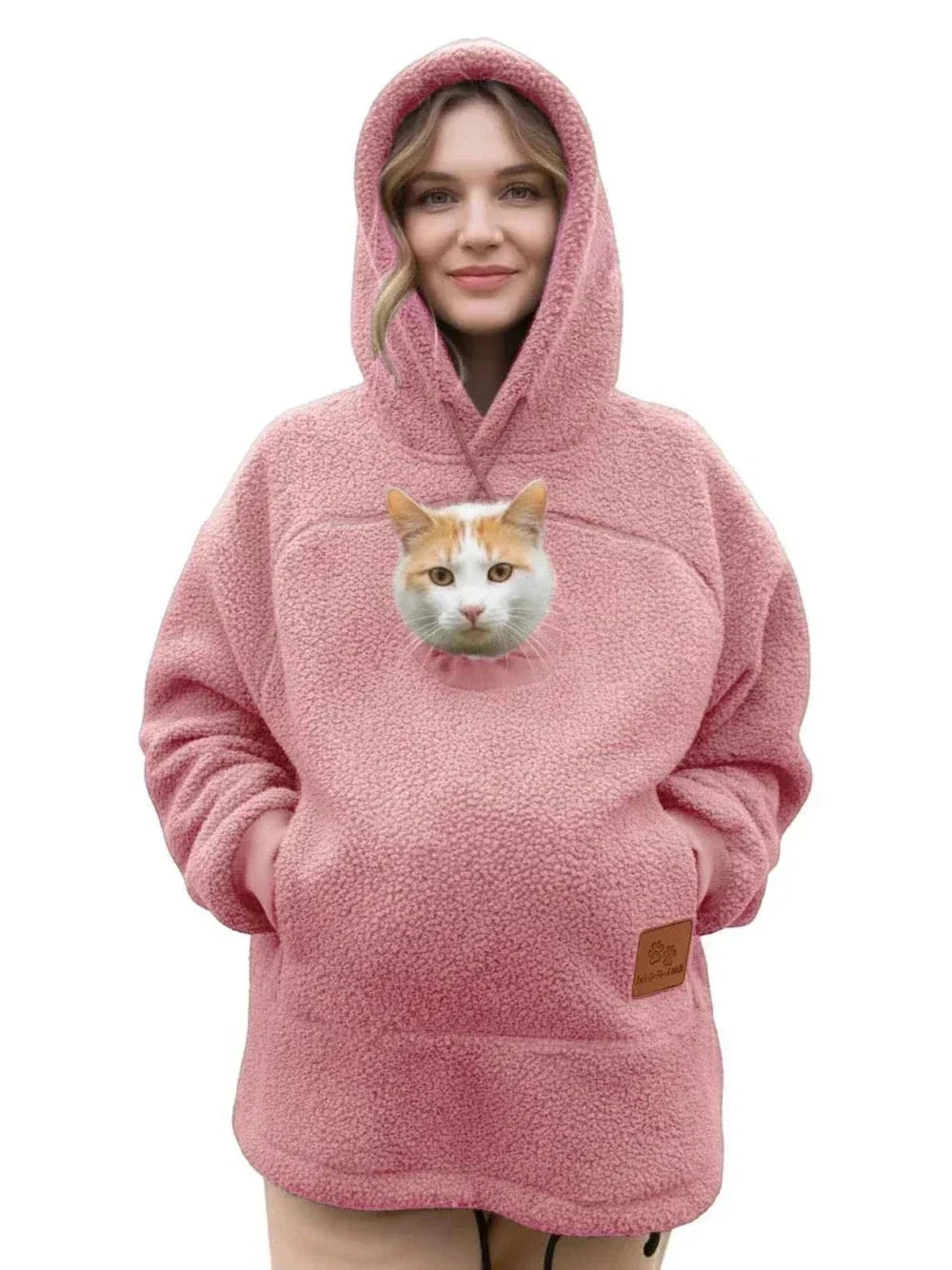 Pet Pocket Hoodie unisex hooded sweatshirt made of lamb wool