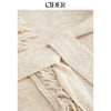 Cider Women's Fringed Wool-Blend Long Wrap Cardigan with Tie Belt