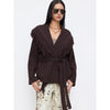 Cider Women's Fringed Wool-Blend Long Wrap Cardigan with Tie Belt